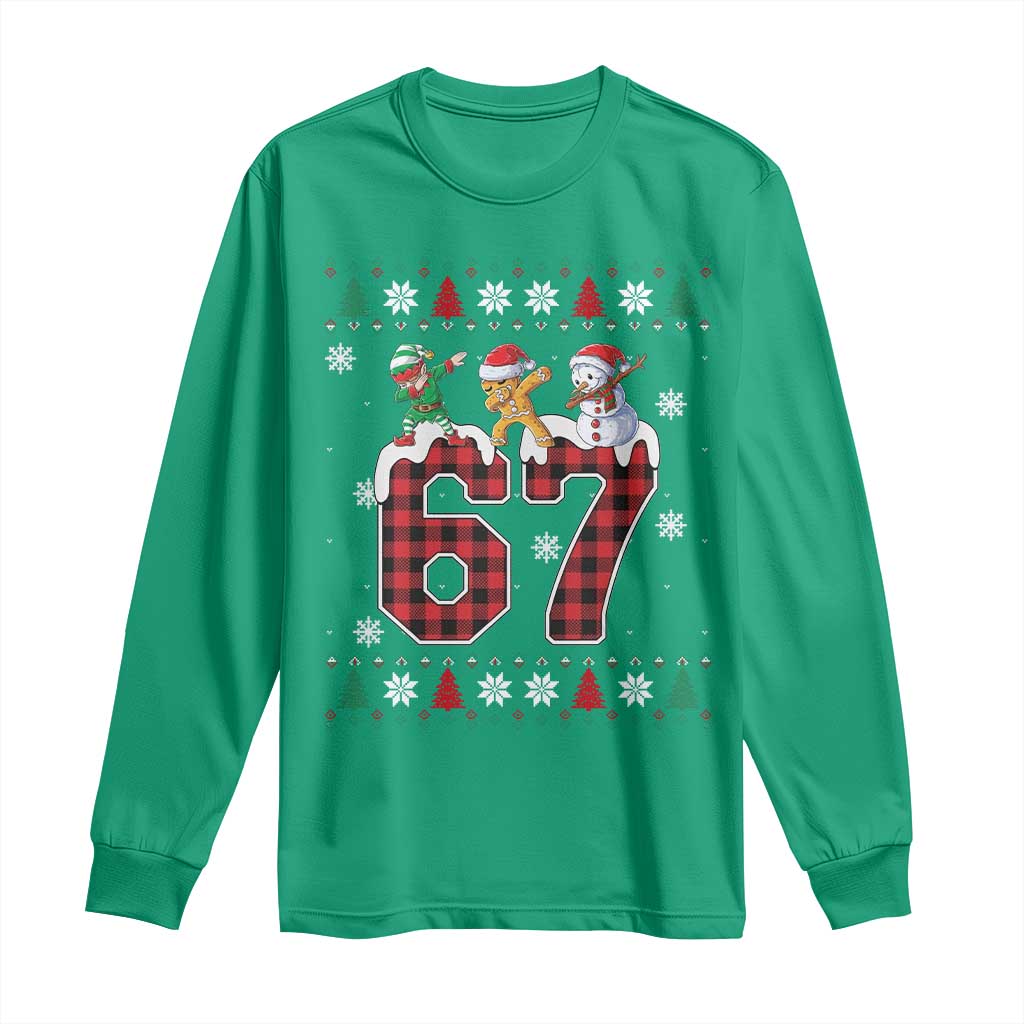 Funny Gen Z Alpha Ugly Xmas Gift Long Sleeve Shirt Gingerbread Snowman Elf Dabbing - Wonder Print Shop
