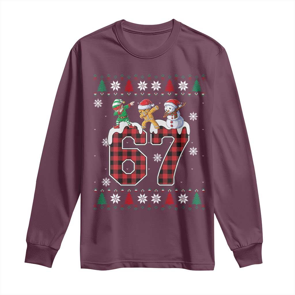 Funny Gen Z Alpha Ugly Xmas Gift Long Sleeve Shirt Gingerbread Snowman Elf Dabbing - Wonder Print Shop