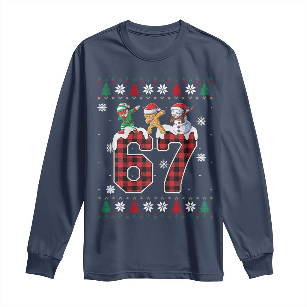 Funny Gen Z Alpha Ugly Xmas Gift Long Sleeve Shirt Gingerbread Snowman Elf Dabbing - Wonder Print Shop