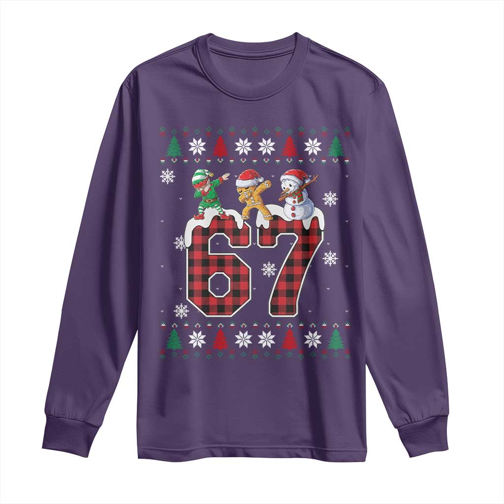 Funny Gen Z Alpha Ugly Xmas Gift Long Sleeve Shirt Gingerbread Snowman Elf Dabbing - Wonder Print Shop