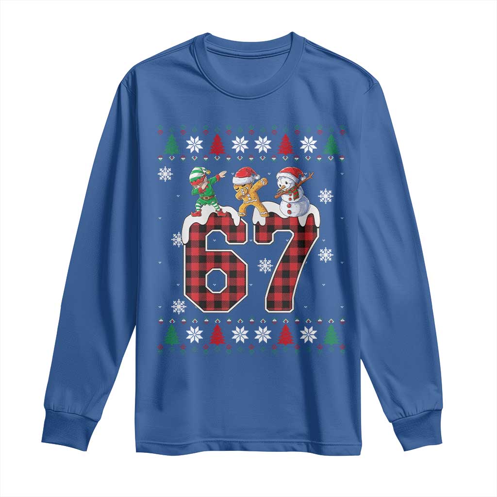 Funny Gen Z Alpha Ugly Xmas Gift Long Sleeve Shirt Gingerbread Snowman Elf Dabbing - Wonder Print Shop