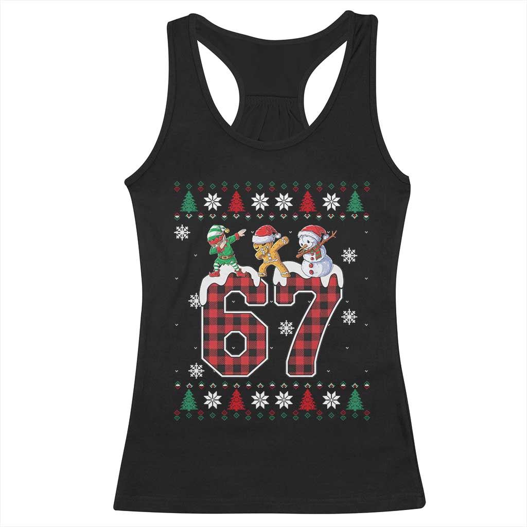 Funny Gen Z Alpha Ugly Xmas Gift Racerback Tank Top Gingerbread Snowman Elf Dabbing - Wonder Print Shop