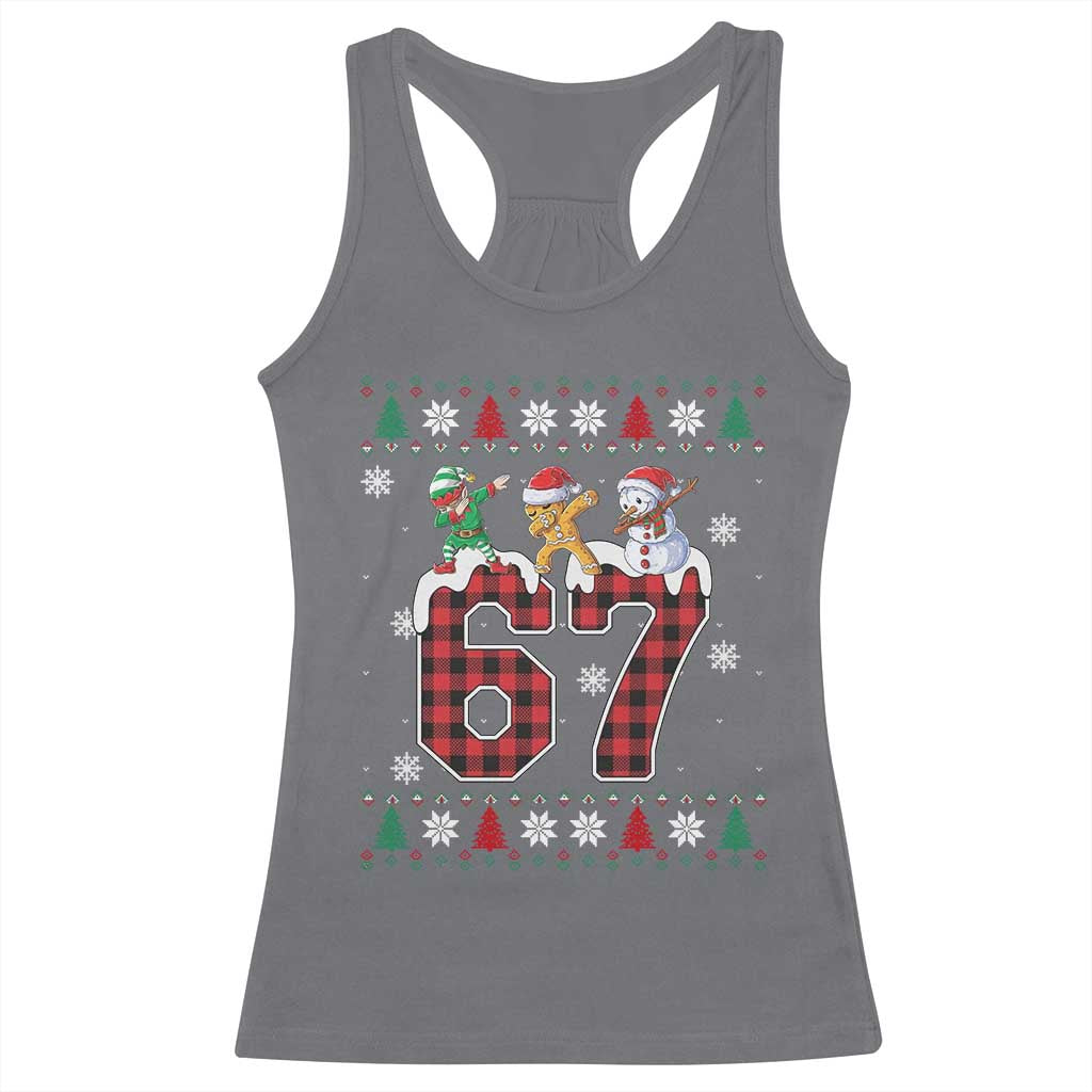 Funny Gen Z Alpha Ugly Xmas Gift Racerback Tank Top Gingerbread Snowman Elf Dabbing - Wonder Print Shop