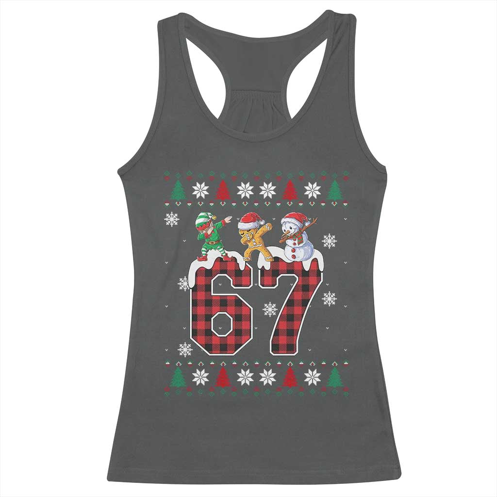 Funny Gen Z Alpha Ugly Xmas Gift Racerback Tank Top Gingerbread Snowman Elf Dabbing - Wonder Print Shop
