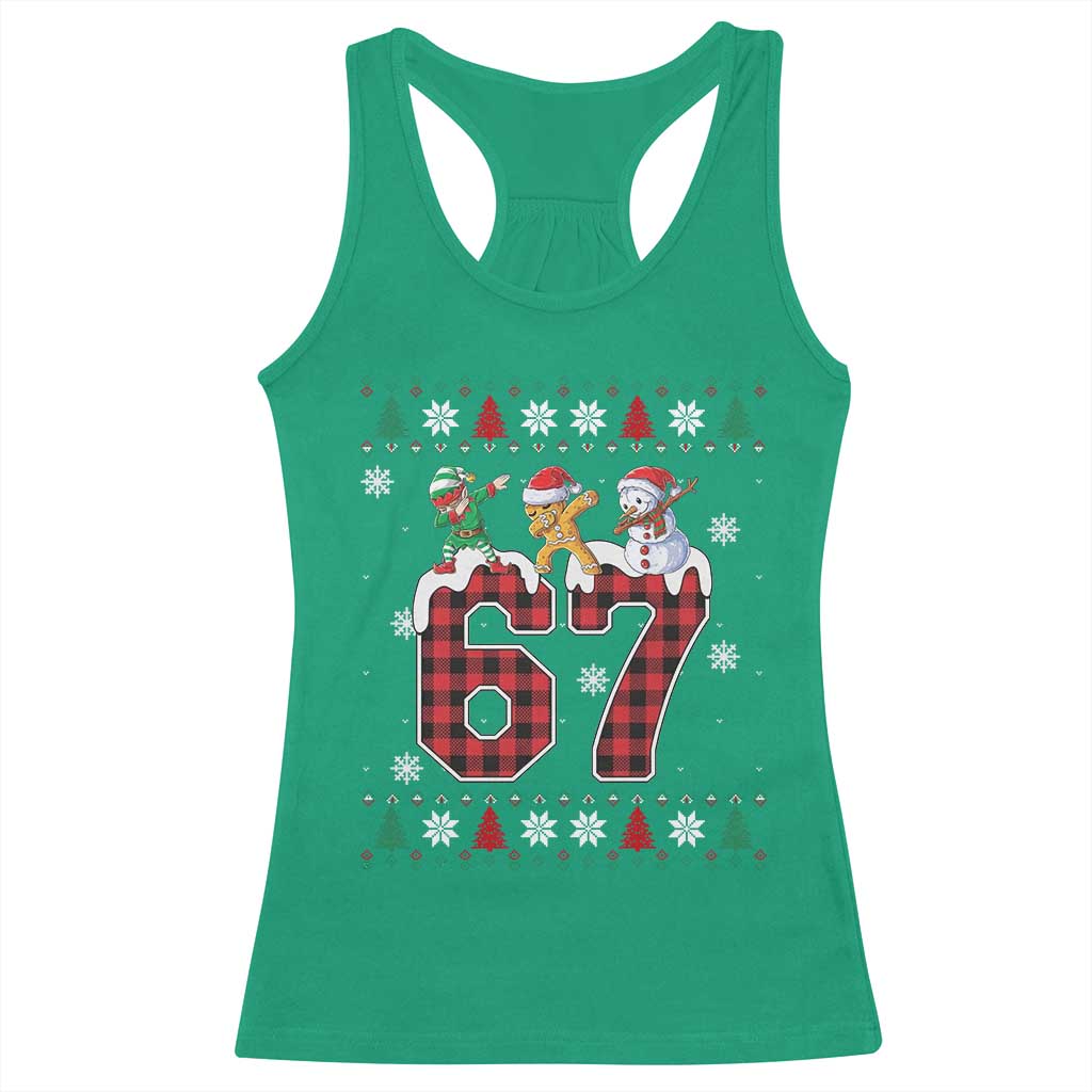 Funny Gen Z Alpha Ugly Xmas Gift Racerback Tank Top Gingerbread Snowman Elf Dabbing - Wonder Print Shop