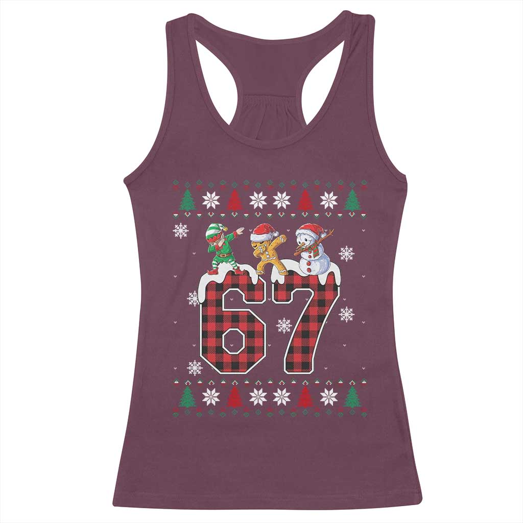 Funny Gen Z Alpha Ugly Xmas Gift Racerback Tank Top Gingerbread Snowman Elf Dabbing - Wonder Print Shop