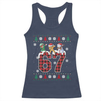 Funny Gen Z Alpha Ugly Xmas Gift Racerback Tank Top Gingerbread Snowman Elf Dabbing - Wonder Print Shop