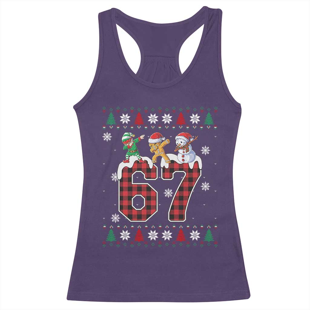 Funny Gen Z Alpha Ugly Xmas Gift Racerback Tank Top Gingerbread Snowman Elf Dabbing - Wonder Print Shop