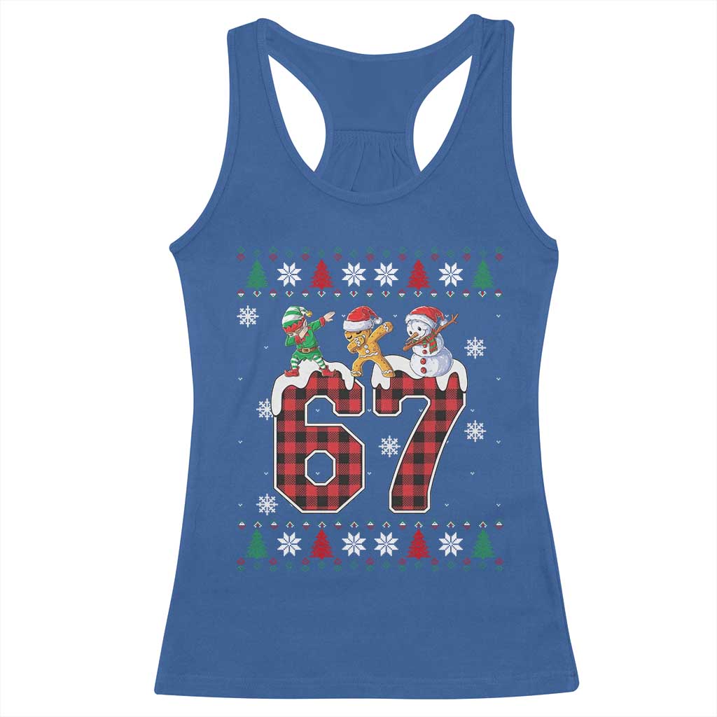 Funny Gen Z Alpha Ugly Xmas Gift Racerback Tank Top Gingerbread Snowman Elf Dabbing - Wonder Print Shop
