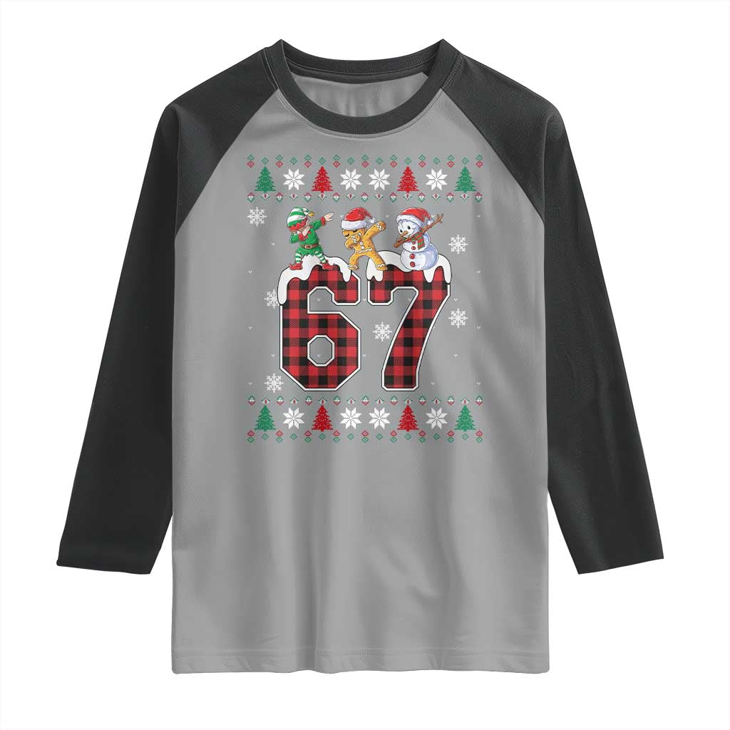 Funny Gen Z Alpha Ugly Xmas Gift Raglan Shirt Gingerbread Snowman Elf Dabbing - Wonder Print Shop