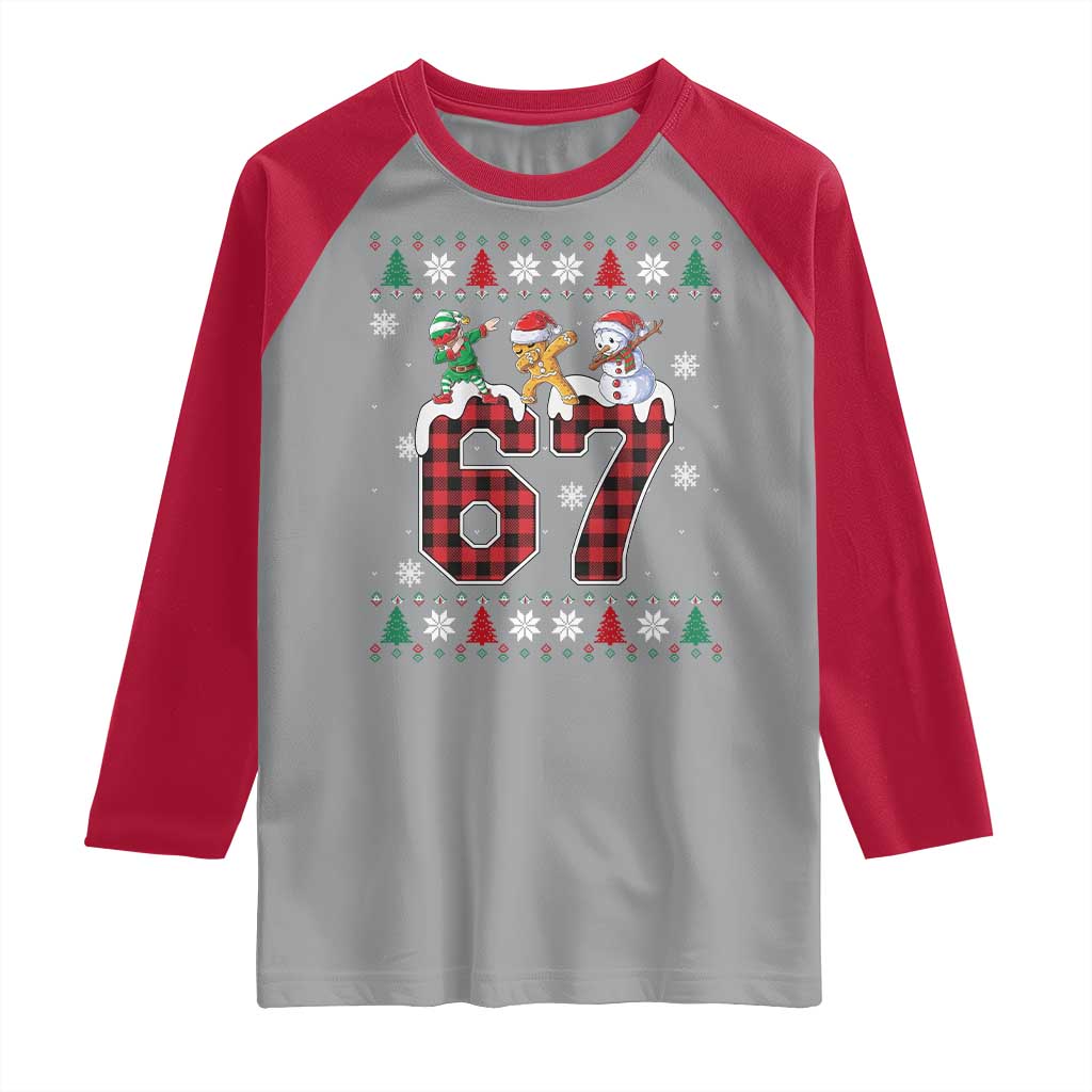 Funny Gen Z Alpha Ugly Xmas Gift Raglan Shirt Gingerbread Snowman Elf Dabbing - Wonder Print Shop