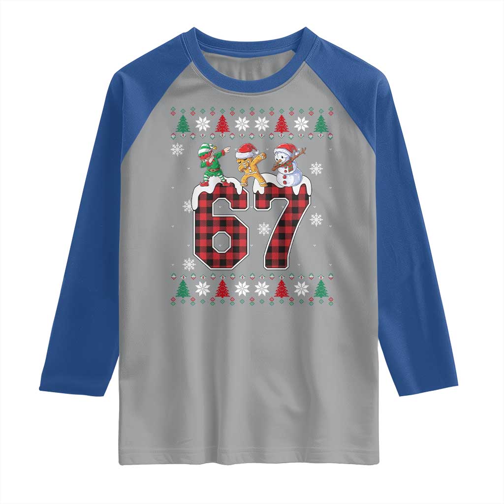 Funny Gen Z Alpha Ugly Xmas Gift Raglan Shirt Gingerbread Snowman Elf Dabbing - Wonder Print Shop