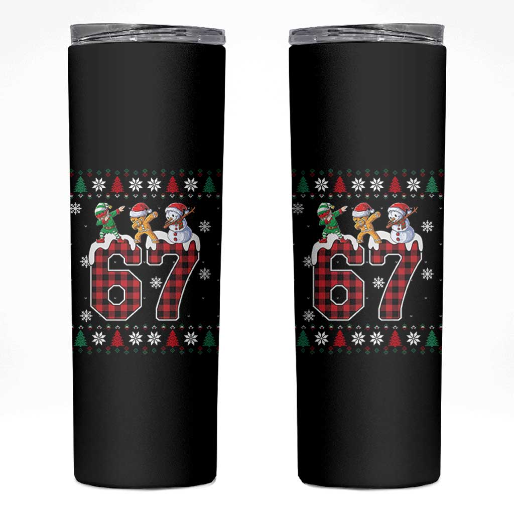Funny Gen Z Alpha Ugly Xmas Gift Skinny Tumbler Gingerbread Snowman Elf Dabbing - Wonder Print Shop