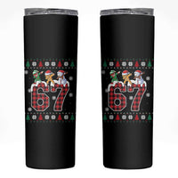 Funny Gen Z Alpha Ugly Xmas Gift Skinny Tumbler Gingerbread Snowman Elf Dabbing - Wonder Print Shop