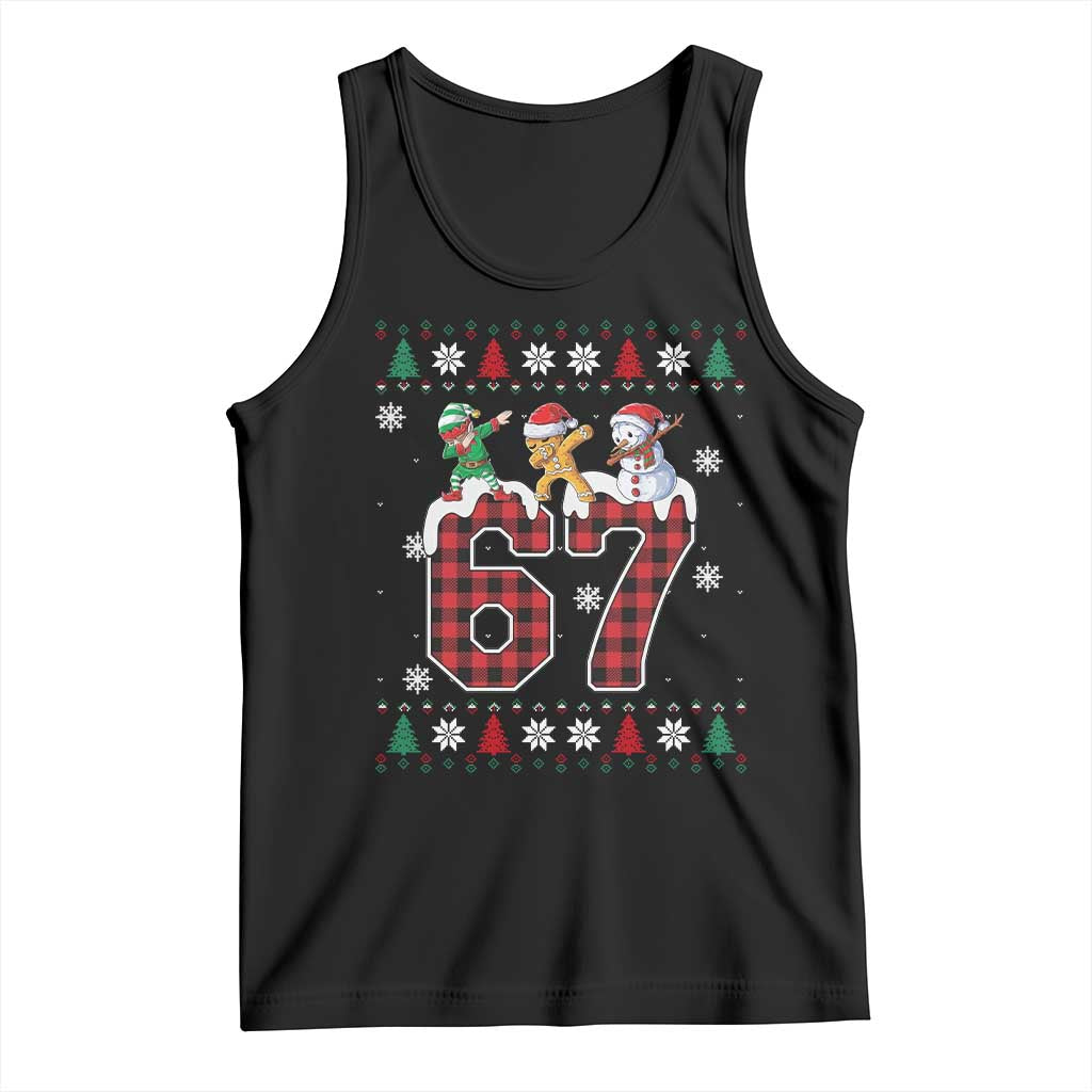 Funny Gen Z Alpha Ugly Xmas Gift Tank Top Gingerbread Snowman Elf Dabbing - Wonder Print Shop