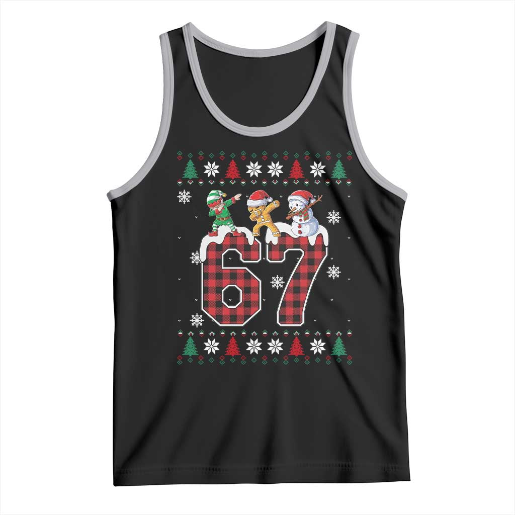 Funny Gen Z Alpha Ugly Xmas Gift Tank Top Gingerbread Snowman Elf Dabbing - Wonder Print Shop