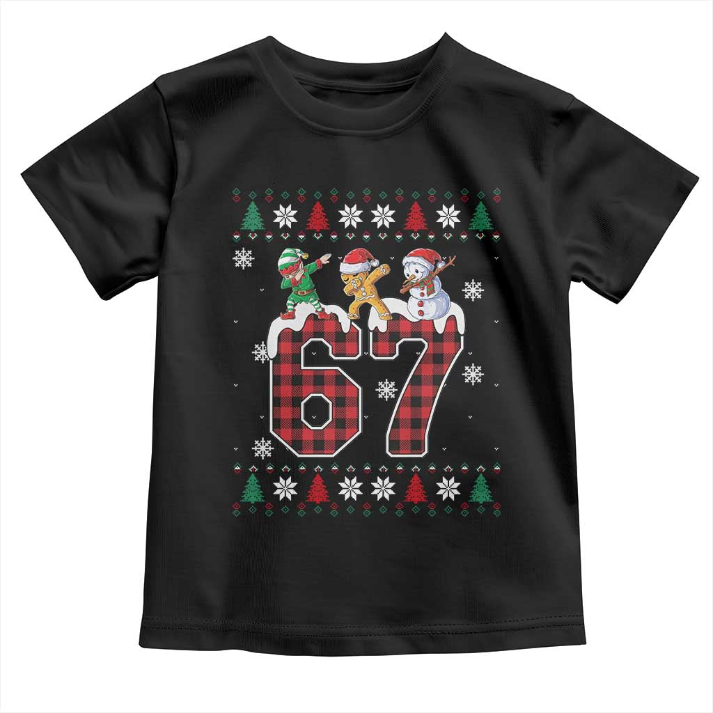 Funny Gen Z Alpha Ugly Xmas Gift Toddler T Shirt Gingerbread Snowman Elf Dabbing - Wonder Print Shop