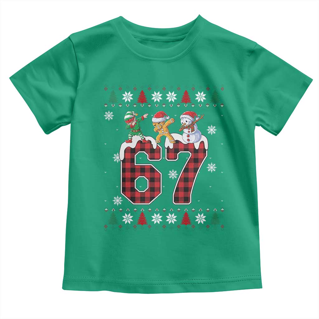 Funny Gen Z Alpha Ugly Xmas Gift Toddler T Shirt Gingerbread Snowman Elf Dabbing - Wonder Print Shop