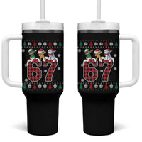 Funny Gen Z Alpha Ugly Xmas Gift Tumbler With Handle Gingerbread Snowman Elf Dabbing - Wonder Print Shop