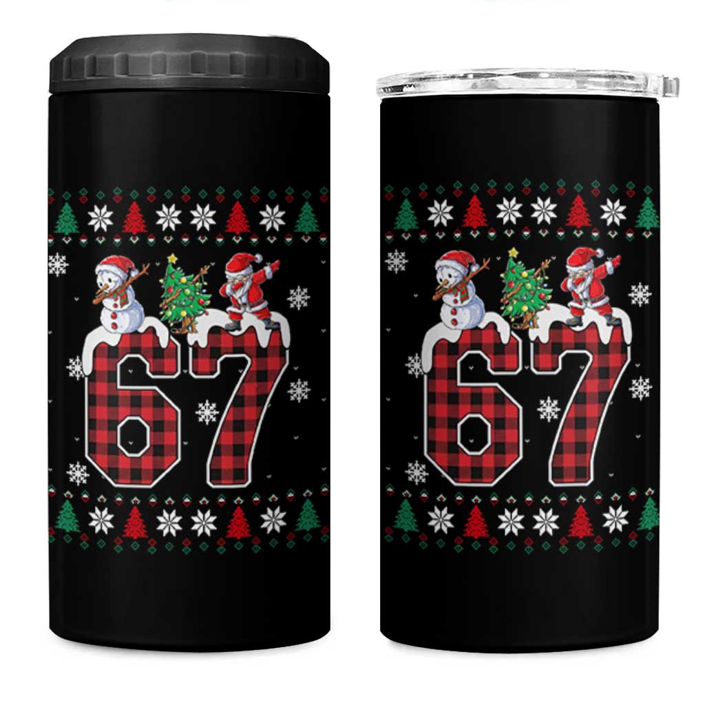 Six Seven Meme Snowman Santa Dab 4 in 1 Can Cooler Tumbler Funny Christmas Ugly Sweater Gift - Wonder Print Shop