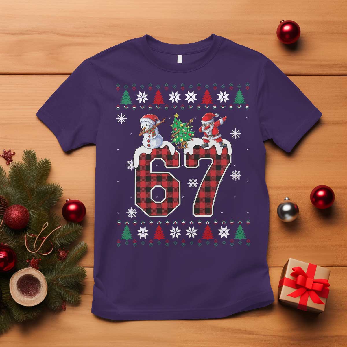 Six Seven Meme Snowman Santa Dab T Shirt Funny Christmas Ugly Sweater Gift - Wonder Print Shop