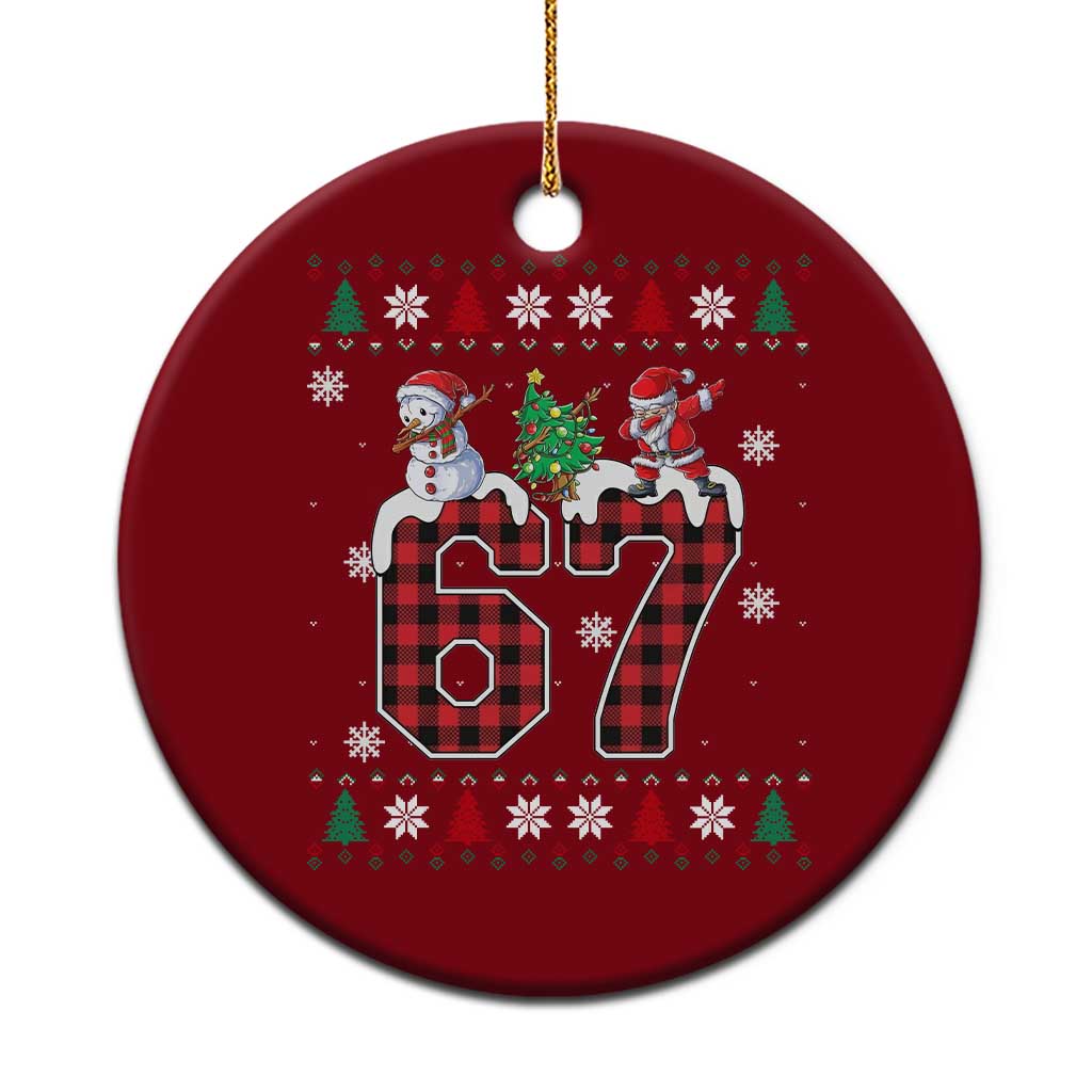 Six Seven Meme Snowman Santa Dab Ceramic Ornament Funny Christmas Ugly Sweater Gift - Wonder Print Shop