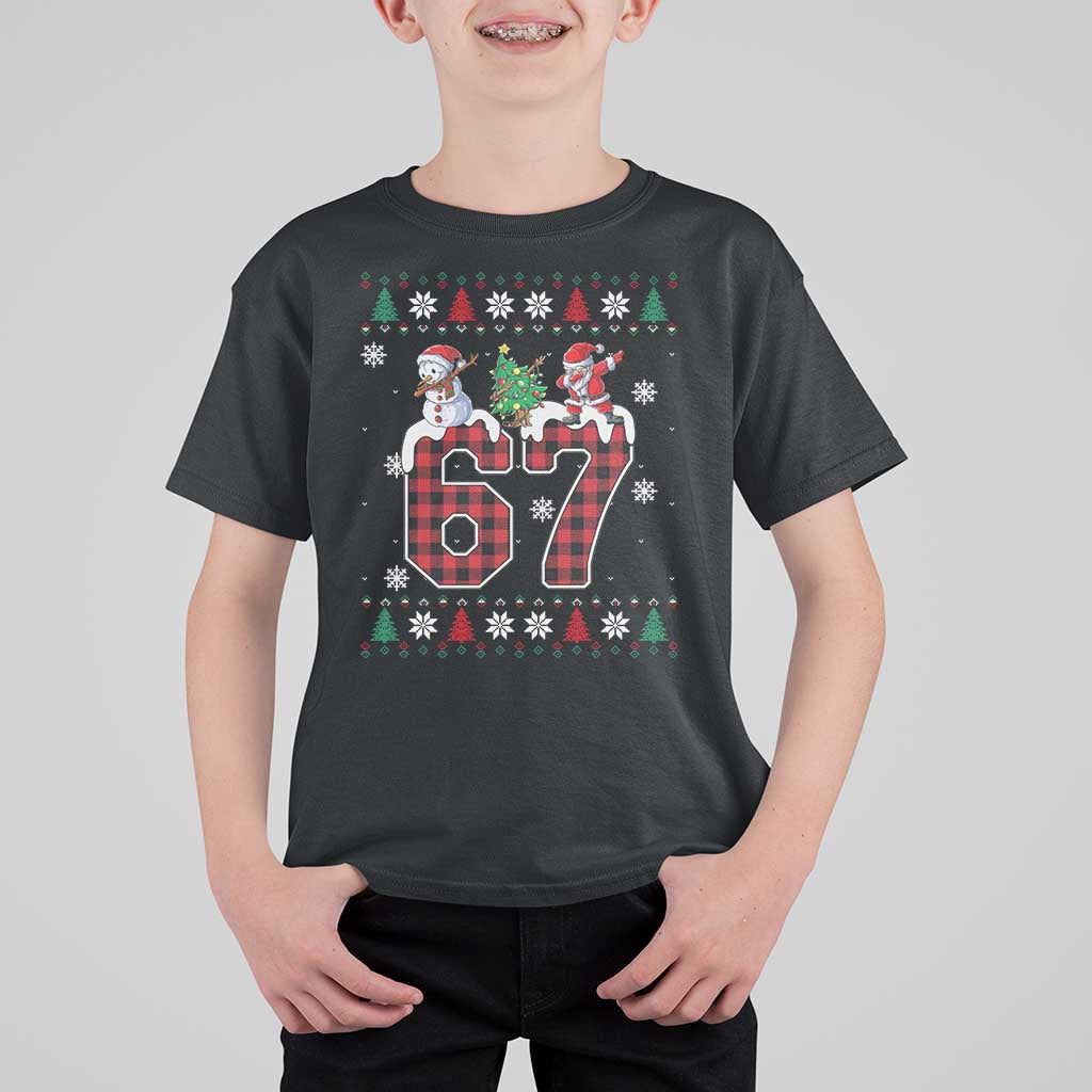 Six Seven Meme Snowman Santa Dab T Shirt For Kid Funny Christmas Ugly Sweater Gift - Wonder Print Shop