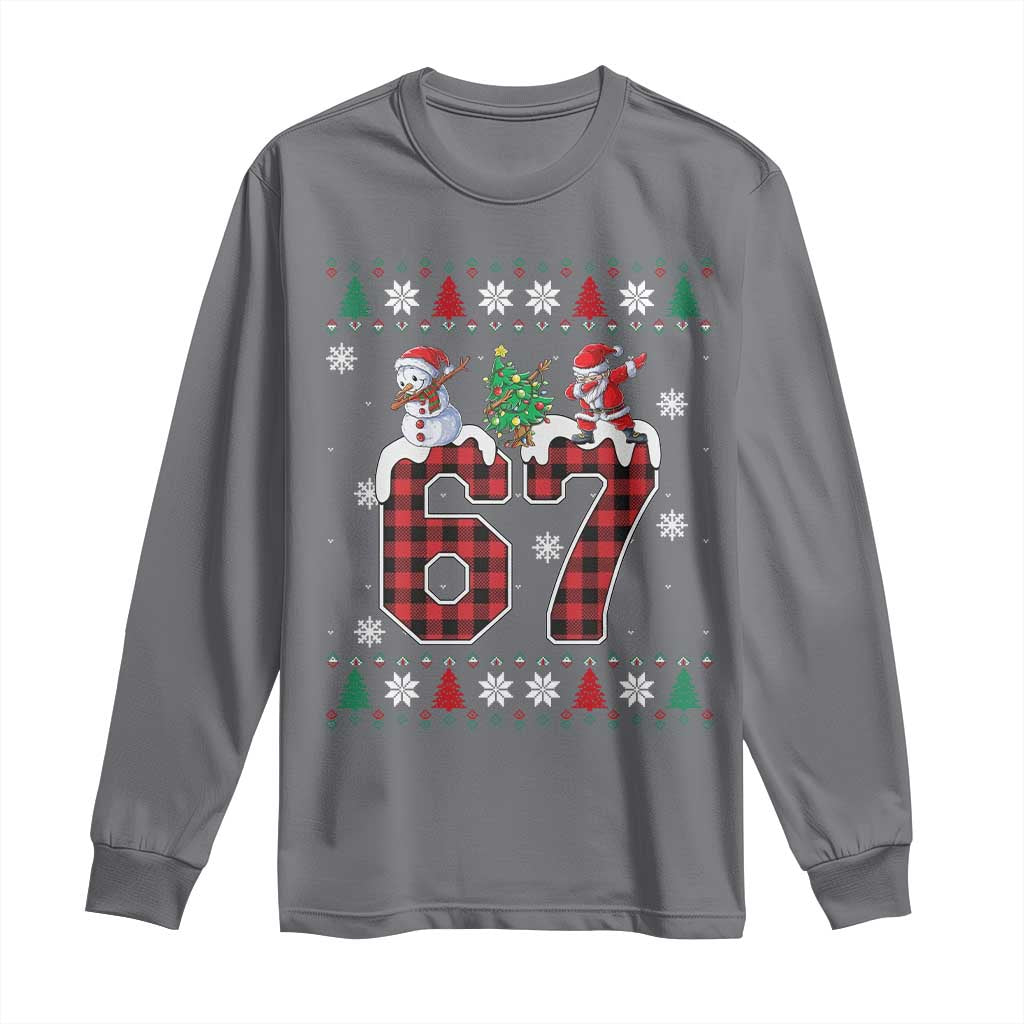 Six Seven Meme Snowman Santa Dab Long Sleeve Shirt Funny Christmas Ugly Sweater Gift - Wonder Print Shop