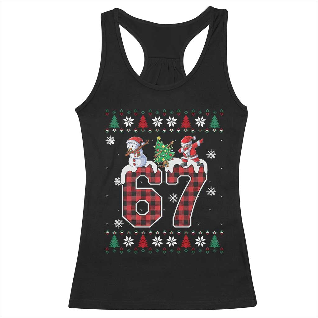 Six Seven Meme Snowman Santa Dab Racerback Tank Top Funny Christmas Ugly Sweater Gift - Wonder Print Shop