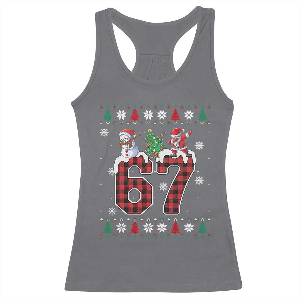 Six Seven Meme Snowman Santa Dab Racerback Tank Top Funny Christmas Ugly Sweater Gift - Wonder Print Shop
