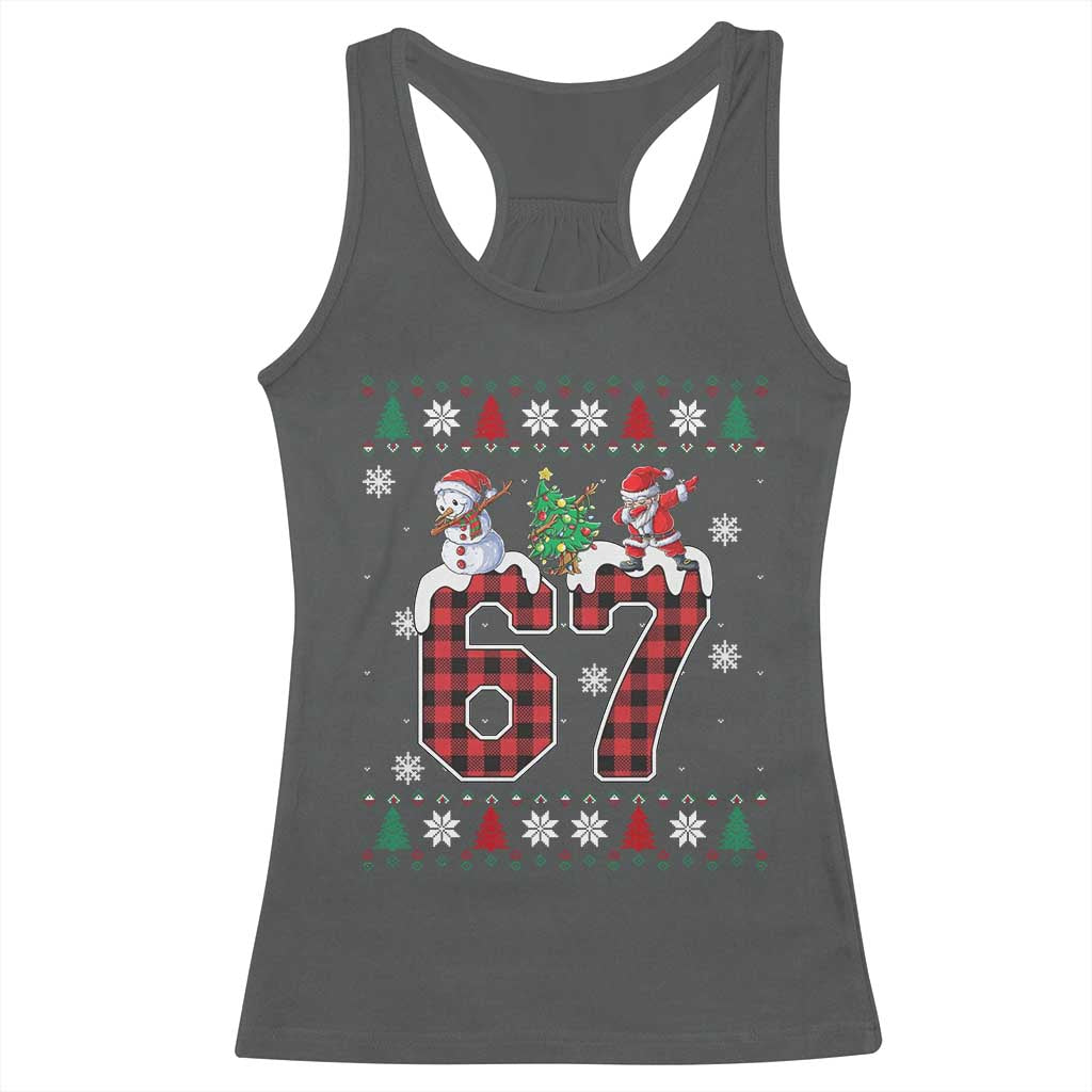 Six Seven Meme Snowman Santa Dab Racerback Tank Top Funny Christmas Ugly Sweater Gift - Wonder Print Shop
