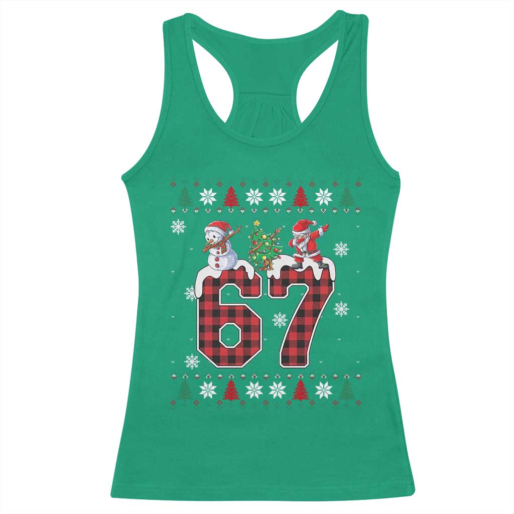 Six Seven Meme Snowman Santa Dab Racerback Tank Top Funny Christmas Ugly Sweater Gift - Wonder Print Shop