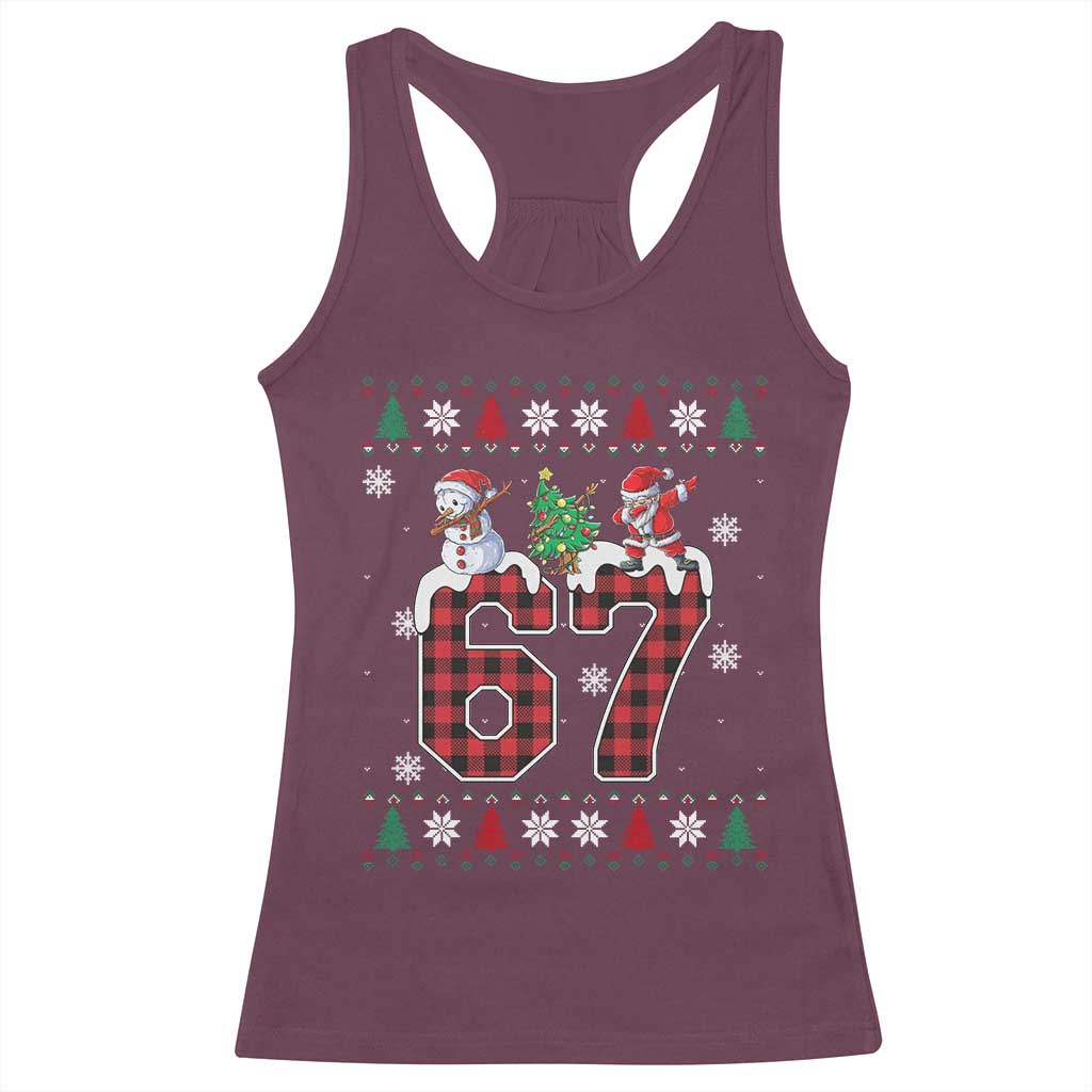 Six Seven Meme Snowman Santa Dab Racerback Tank Top Funny Christmas Ugly Sweater Gift - Wonder Print Shop