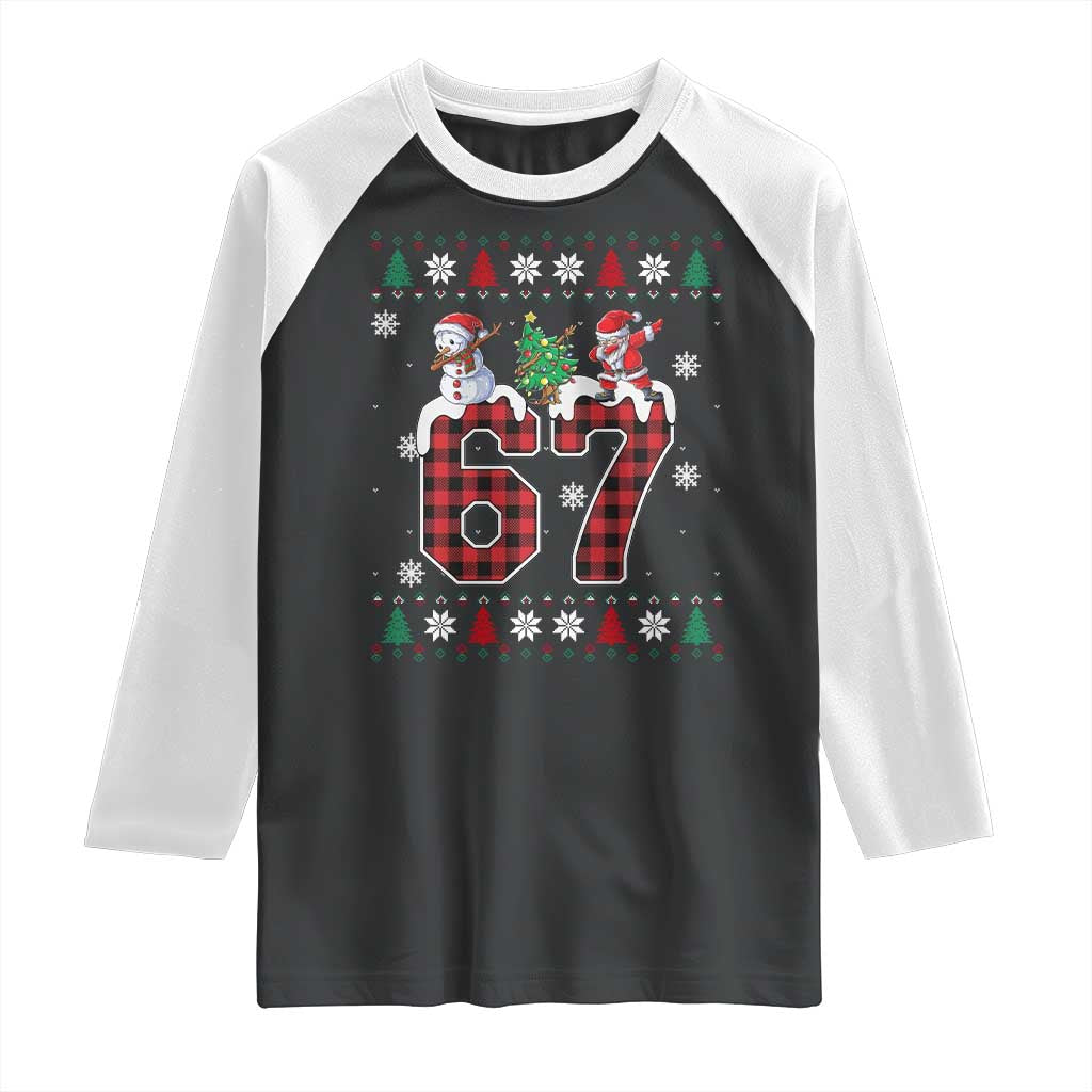 Six Seven Meme Snowman Santa Dab Raglan Shirt Funny Christmas Ugly Sweater Gift - Wonder Print Shop