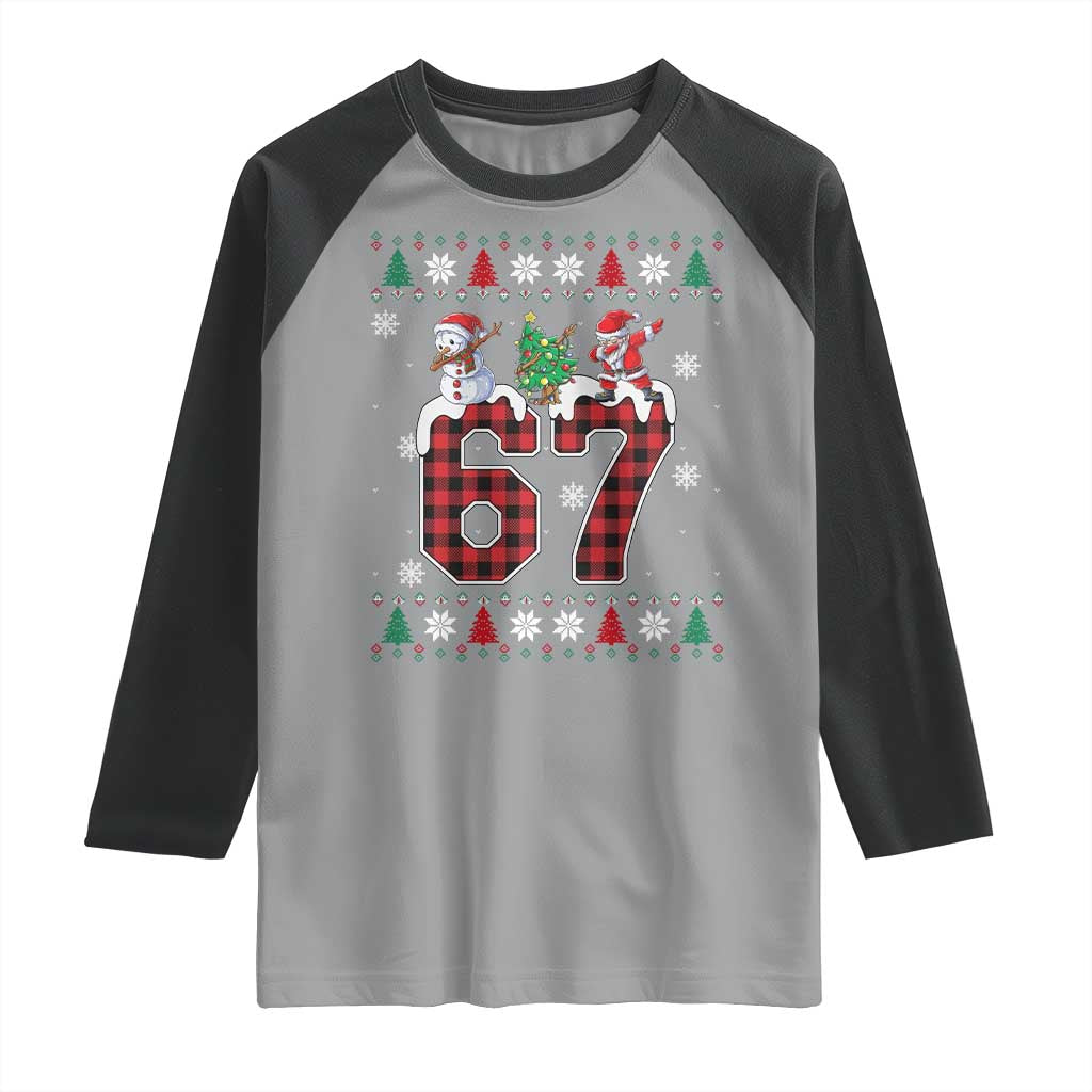 Six Seven Meme Snowman Santa Dab Raglan Shirt Funny Christmas Ugly Sweater Gift - Wonder Print Shop