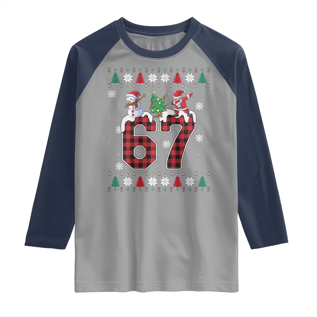 Six Seven Meme Snowman Santa Dab Raglan Shirt Funny Christmas Ugly Sweater Gift - Wonder Print Shop