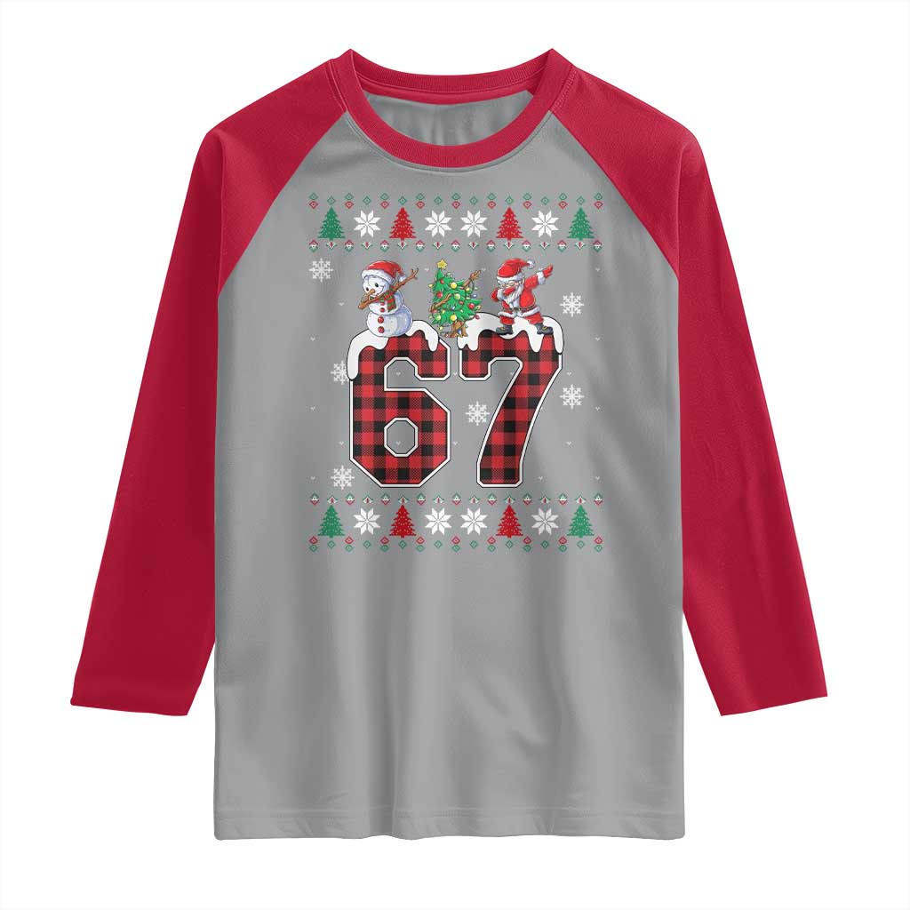 Six Seven Meme Snowman Santa Dab Raglan Shirt Funny Christmas Ugly Sweater Gift - Wonder Print Shop
