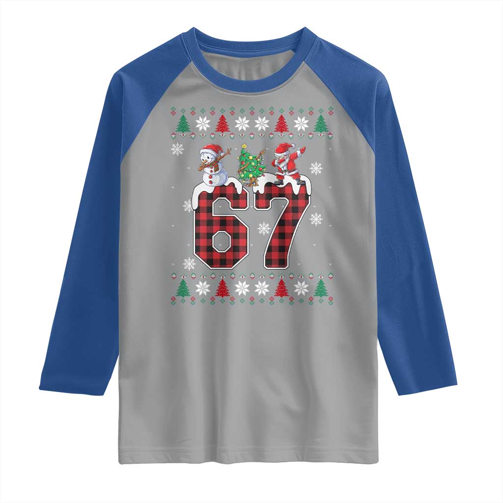 Six Seven Meme Snowman Santa Dab Raglan Shirt Funny Christmas Ugly Sweater Gift - Wonder Print Shop