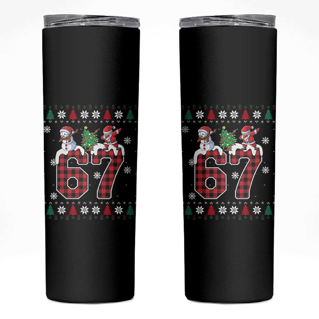 Six Seven Meme Snowman Santa Dab Skinny Tumbler Funny Christmas Ugly Sweater Gift - Wonder Print Shop