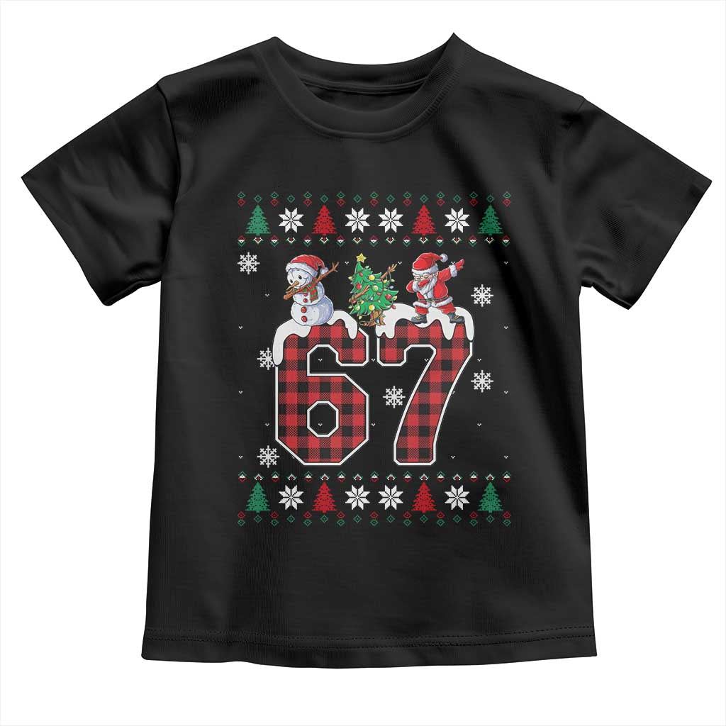 Six Seven Meme Snowman Santa Dab Toddler T Shirt Funny Christmas Ugly Sweater Gift - Wonder Print Shop
