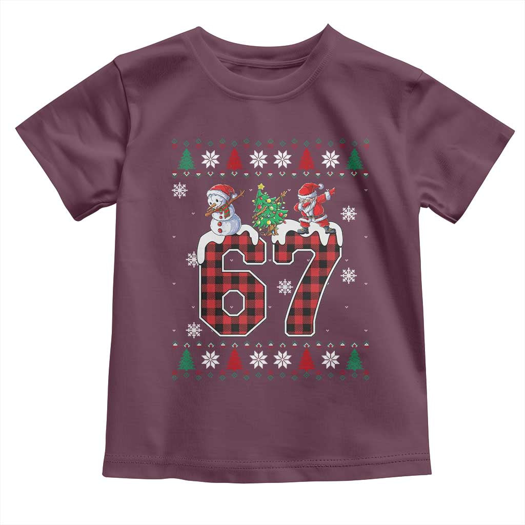 Six Seven Meme Snowman Santa Dab Toddler T Shirt Funny Christmas Ugly Sweater Gift - Wonder Print Shop