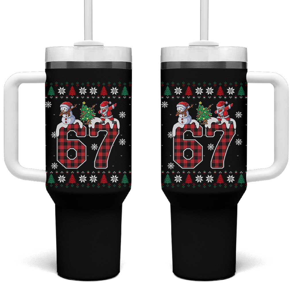 Six Seven Meme Snowman Santa Dab Tumbler With Handle Funny Christmas Ugly Sweater Gift - Wonder Print Shop