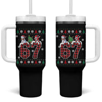 Six Seven Meme Snowman Santa Dab Tumbler With Handle Funny Christmas Ugly Sweater Gift - Wonder Print Shop