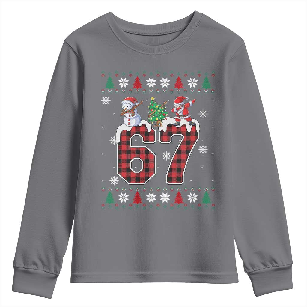 Six Seven Meme Snowman Santa Dab Youth Sweatshirt Funny Christmas Ugly Sweater Gift - Wonder Print Shop