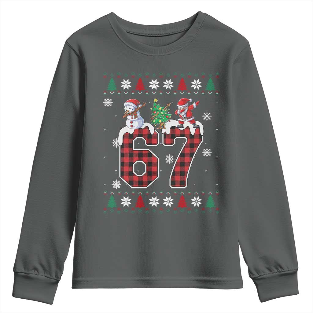 Six Seven Meme Snowman Santa Dab Youth Sweatshirt Funny Christmas Ugly Sweater Gift - Wonder Print Shop