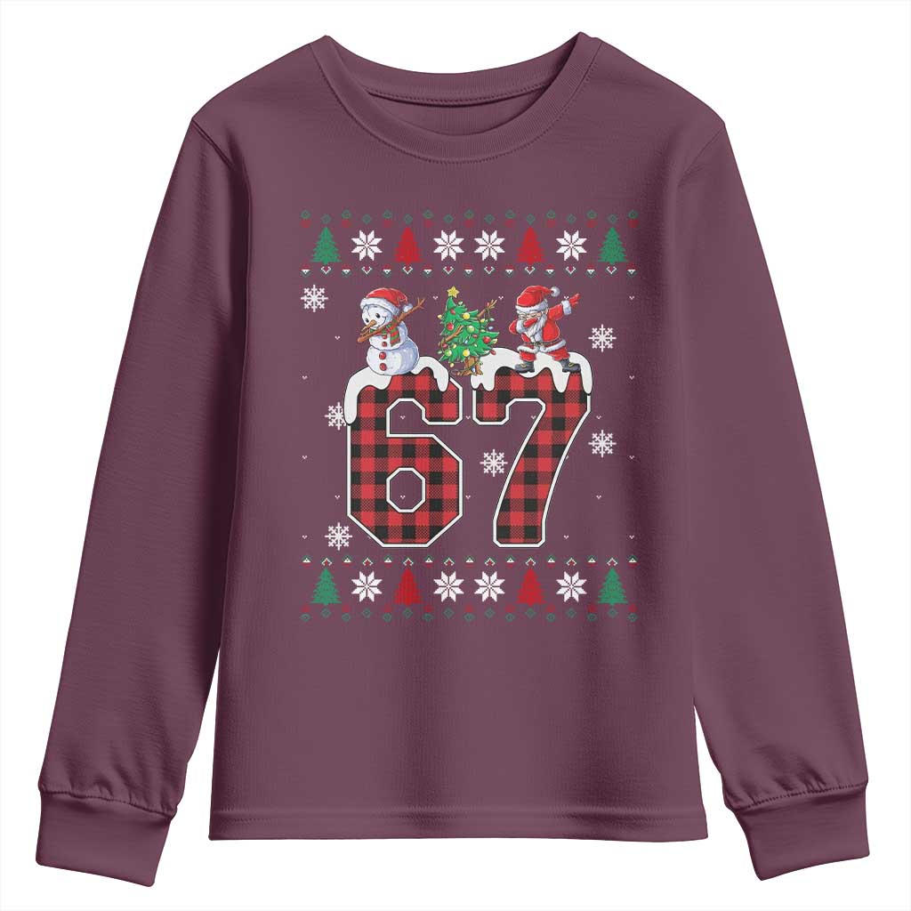 Six Seven Meme Snowman Santa Dab Youth Sweatshirt Funny Christmas Ugly Sweater Gift - Wonder Print Shop
