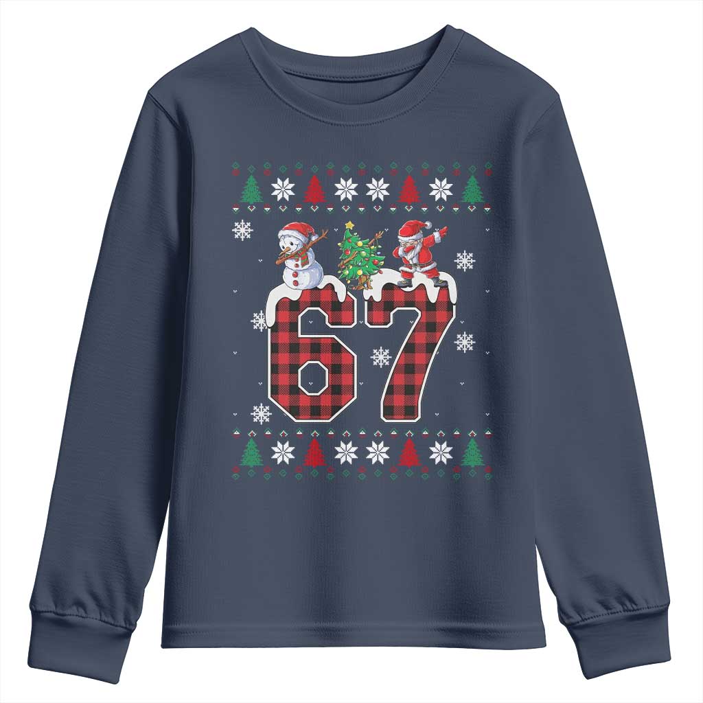 Six Seven Meme Snowman Santa Dab Youth Sweatshirt Funny Christmas Ugly Sweater Gift - Wonder Print Shop