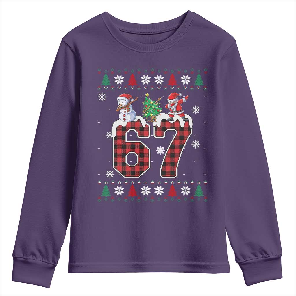 Six Seven Meme Snowman Santa Dab Youth Sweatshirt Funny Christmas Ugly Sweater Gift - Wonder Print Shop