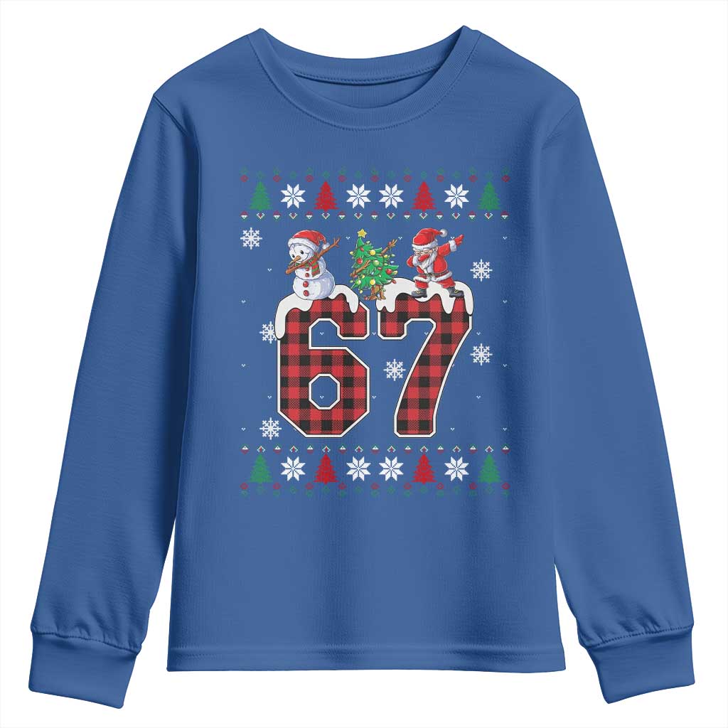 Six Seven Meme Snowman Santa Dab Youth Sweatshirt Funny Christmas Ugly Sweater Gift - Wonder Print Shop