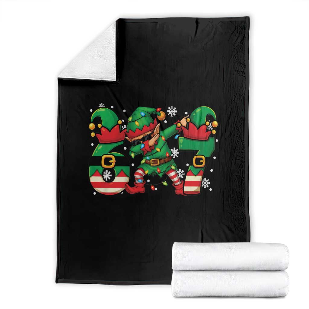 Funny Elf Dab Six Seven Meme Throw Blanket Christmas Trending 67 Gift - Wonder Print Shop